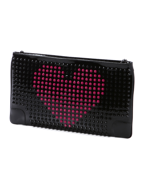 クリスチャン ルブタンコピー 　2015年春夏新作パテントカーフ　ショルダー付 クラッチバッグLOUBIPOSH CLUTCH VALENTINES PATENT/SPIKES 1155029 B055